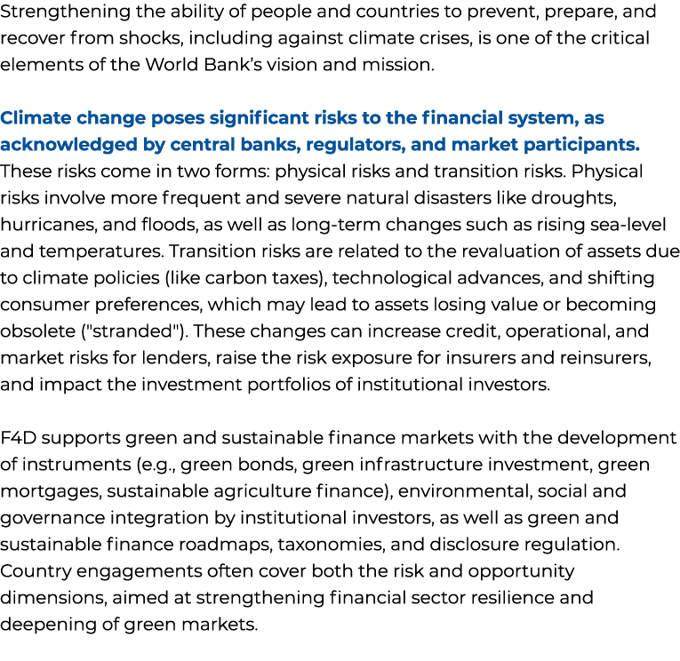 Strengthening the ability of people and countries to prevent, prepare, and recover from shocks, including against cli...