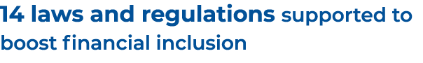 14 laws and regulations supported to boost financial inclusion
