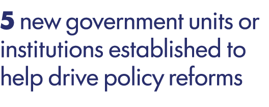 5 new government units or institutions established to help drive policy reforms