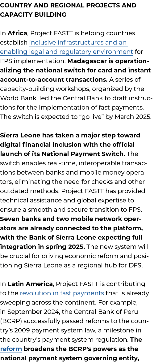 COUNTRY AND REGIONAL PROJECTS AND CAPACITY BUILDING In Africa, Project FASTT is helping countries establish inclusive...